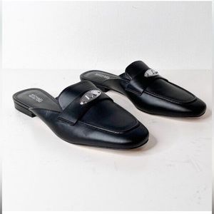 Michael Michael Kors BNWT "Ashley" black logo plate mules women NEW